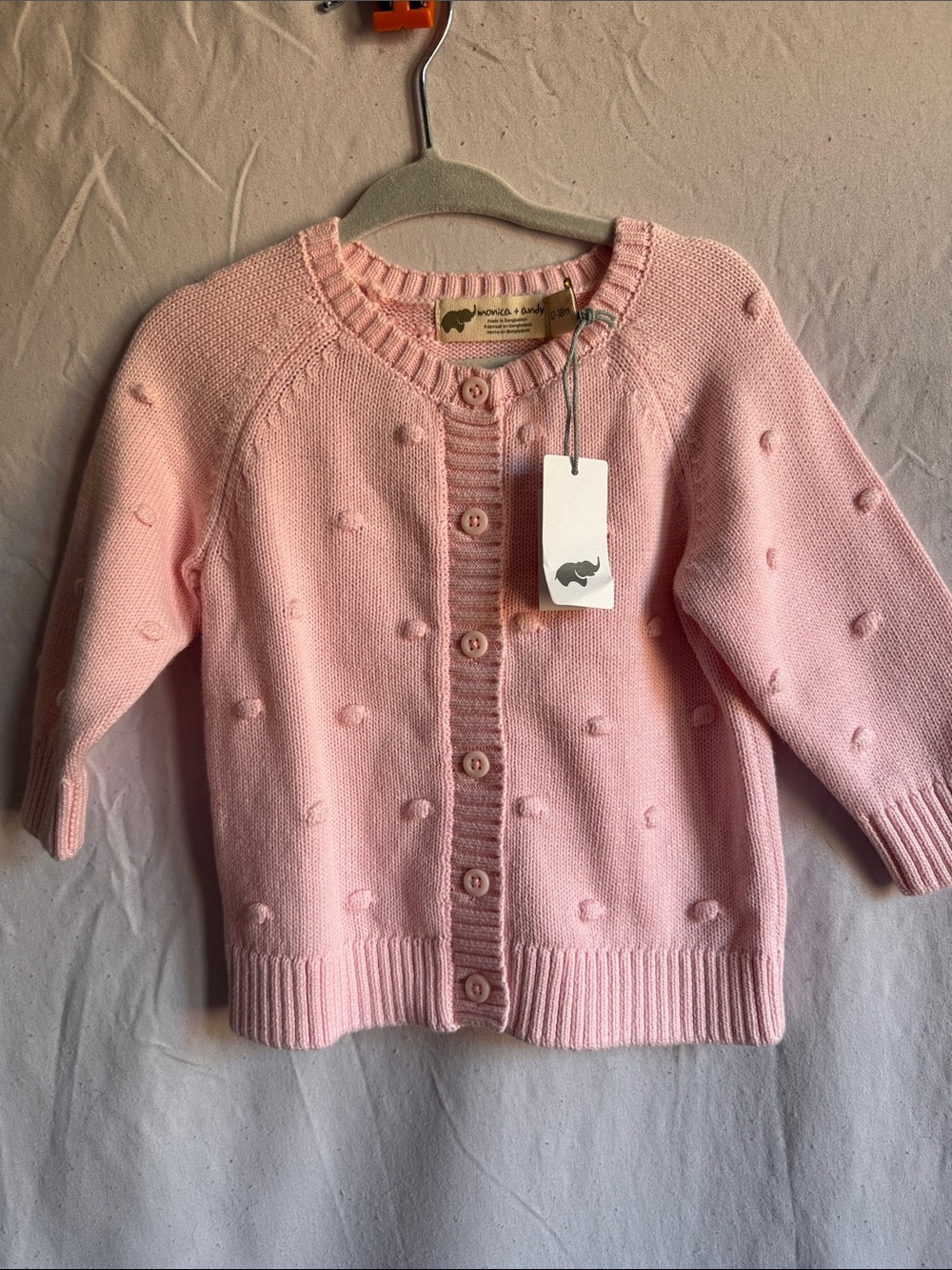 Monica + Andy Pink Knit Baby Cardigan